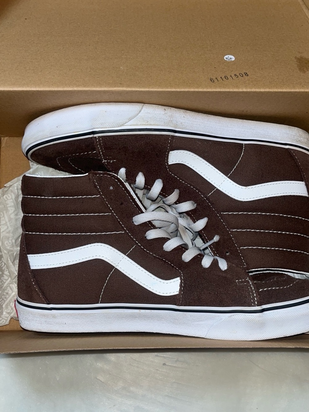 Vans Men’s Brown & White High-Top Suede Skate Sneakers